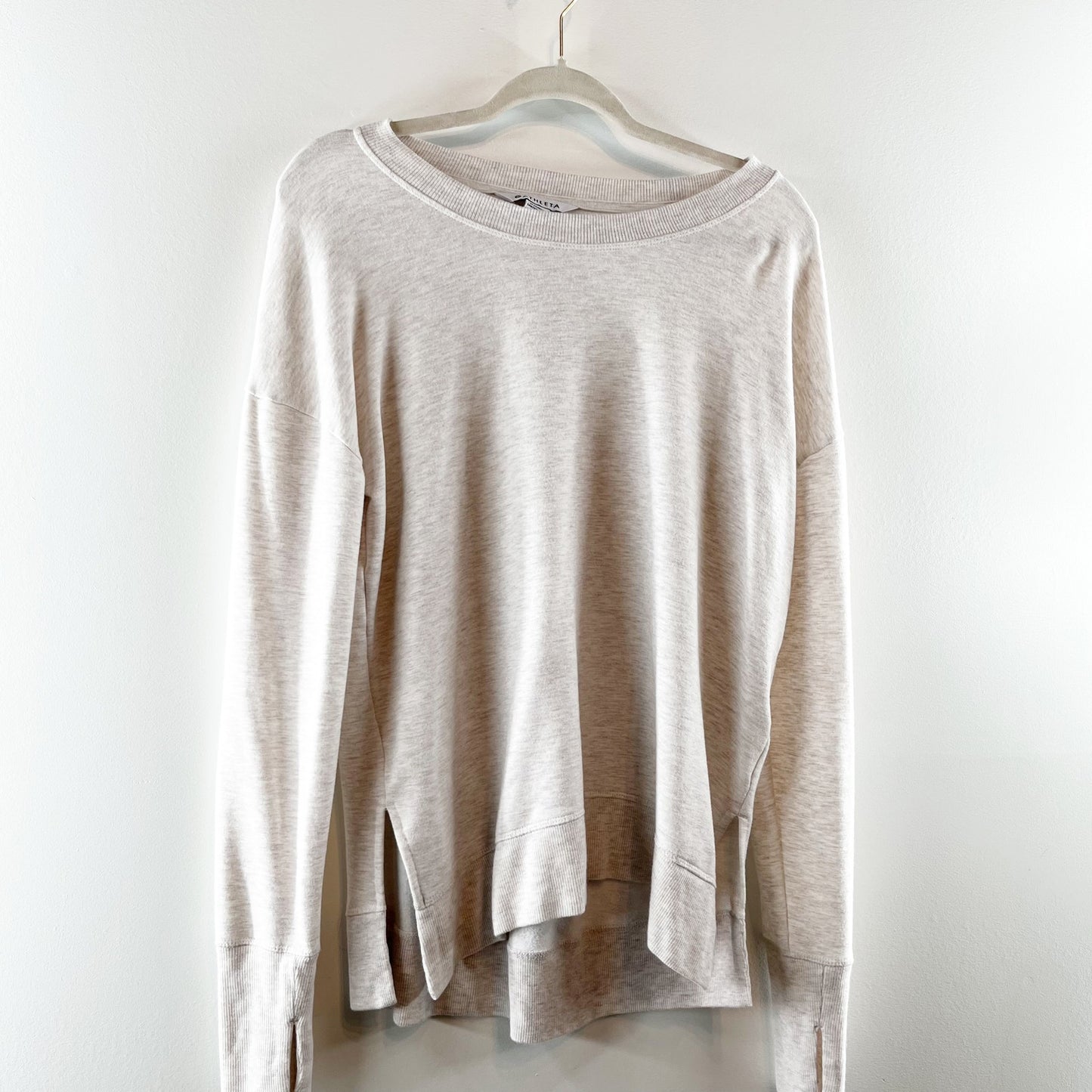 Athleta Coaster Luxe Recover Pullover Long Sleeve Sweatshirt Heathered Gray S