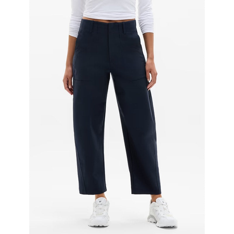 Athleta Skyline High Waisted Weekend Barrel Leg Trouser Pants Navy 8