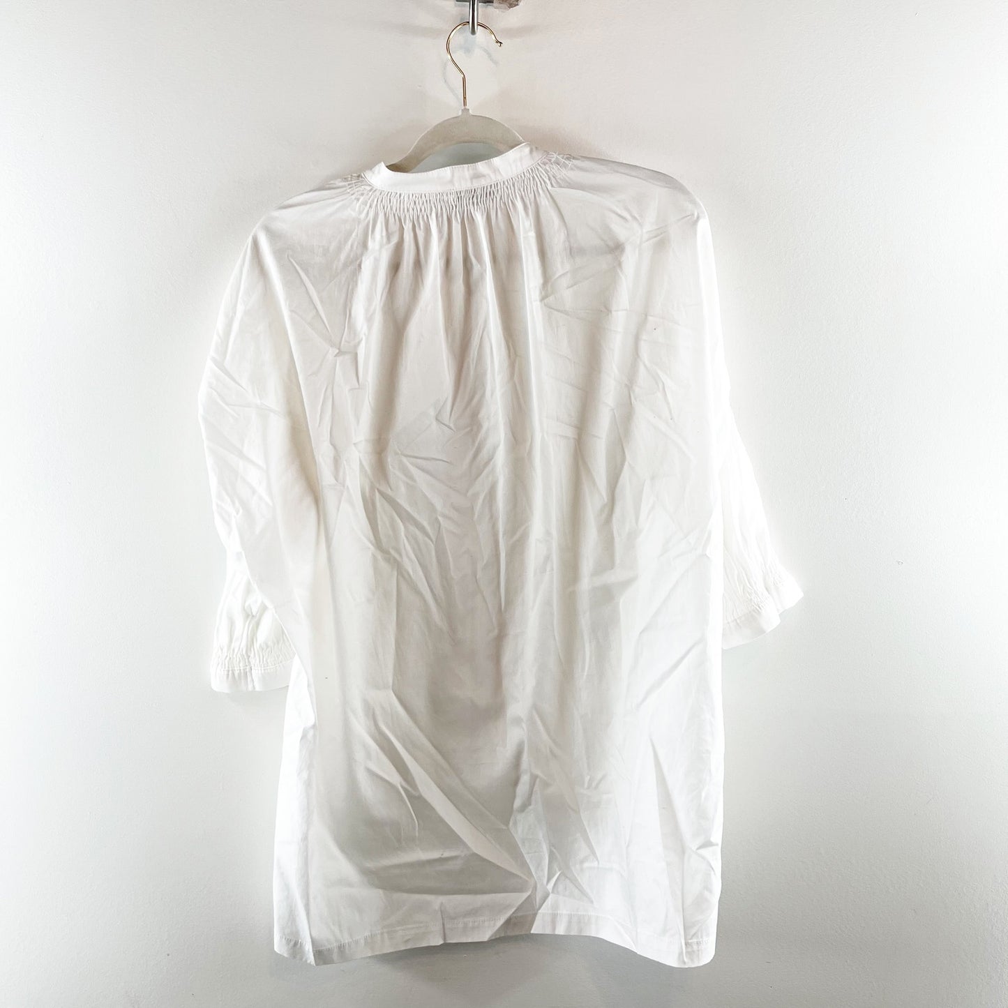 Harshman for Anthropologie 3/4 Sleeve Button-Up Blouse Top White Medium