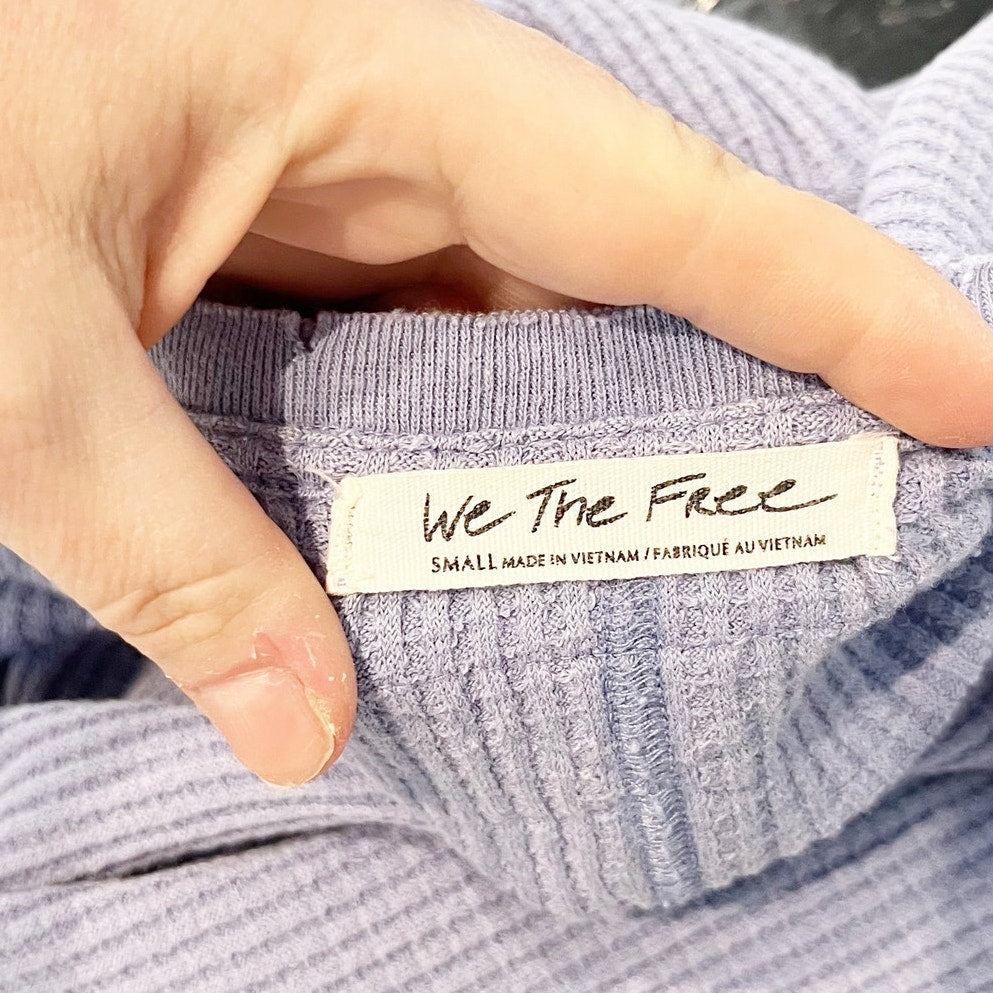 Free People We The Free Buttercup Thermal Long Sleeve Top Purple Small