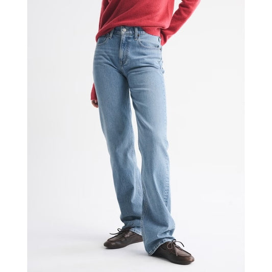 Abercrombie & Fitch High Rise 90s Relaxed Heart Embroidered Jeans Blue 27
