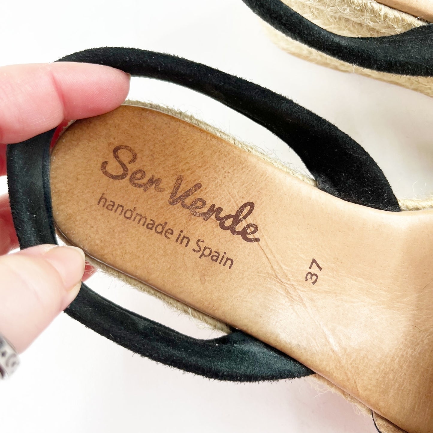 Ser Verde Peep Toe Slingback Espadrille Sandals Black 37 / US 6.5