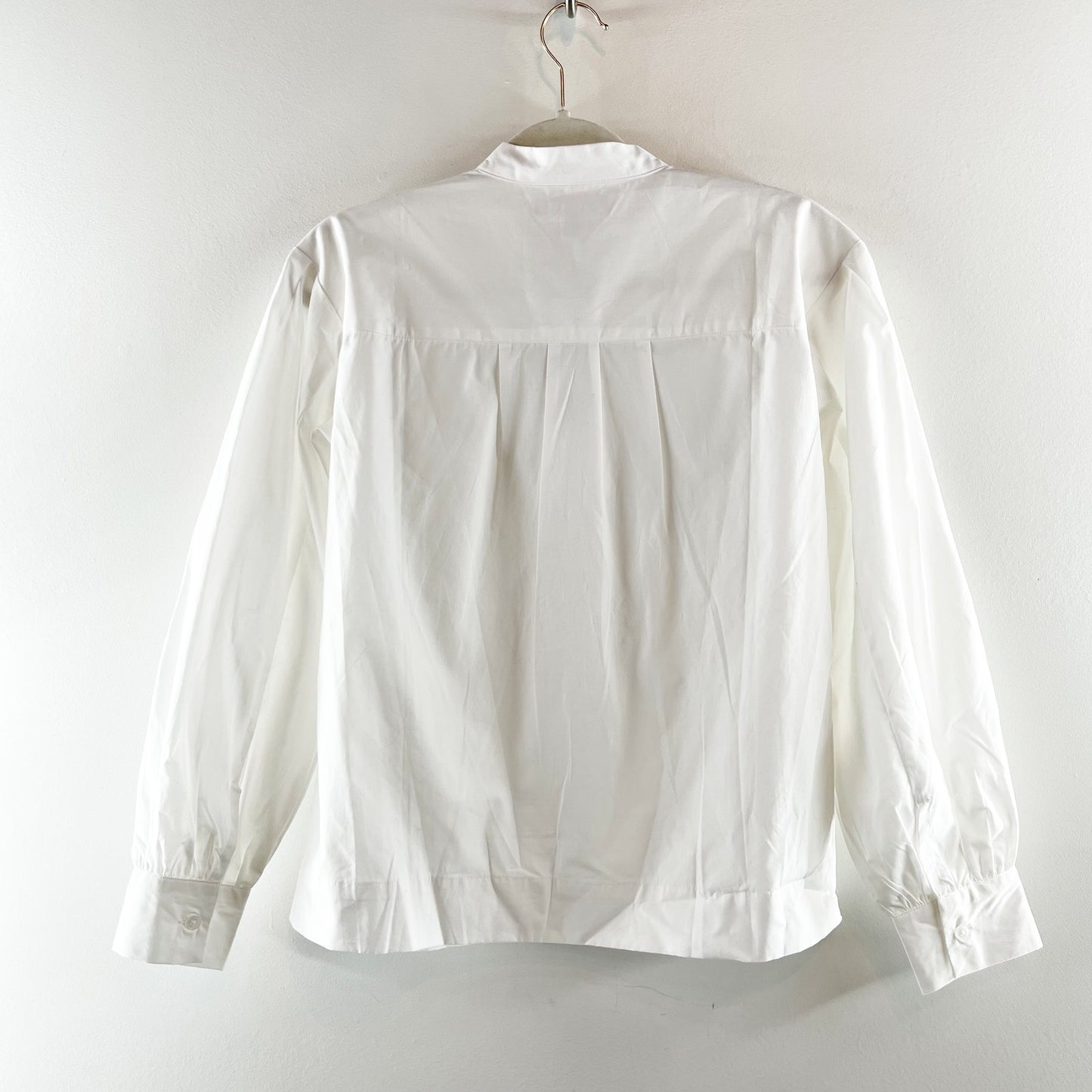 Banana Republic Banded Collar Poplin Long Sleeve Blouse Shirt White XS