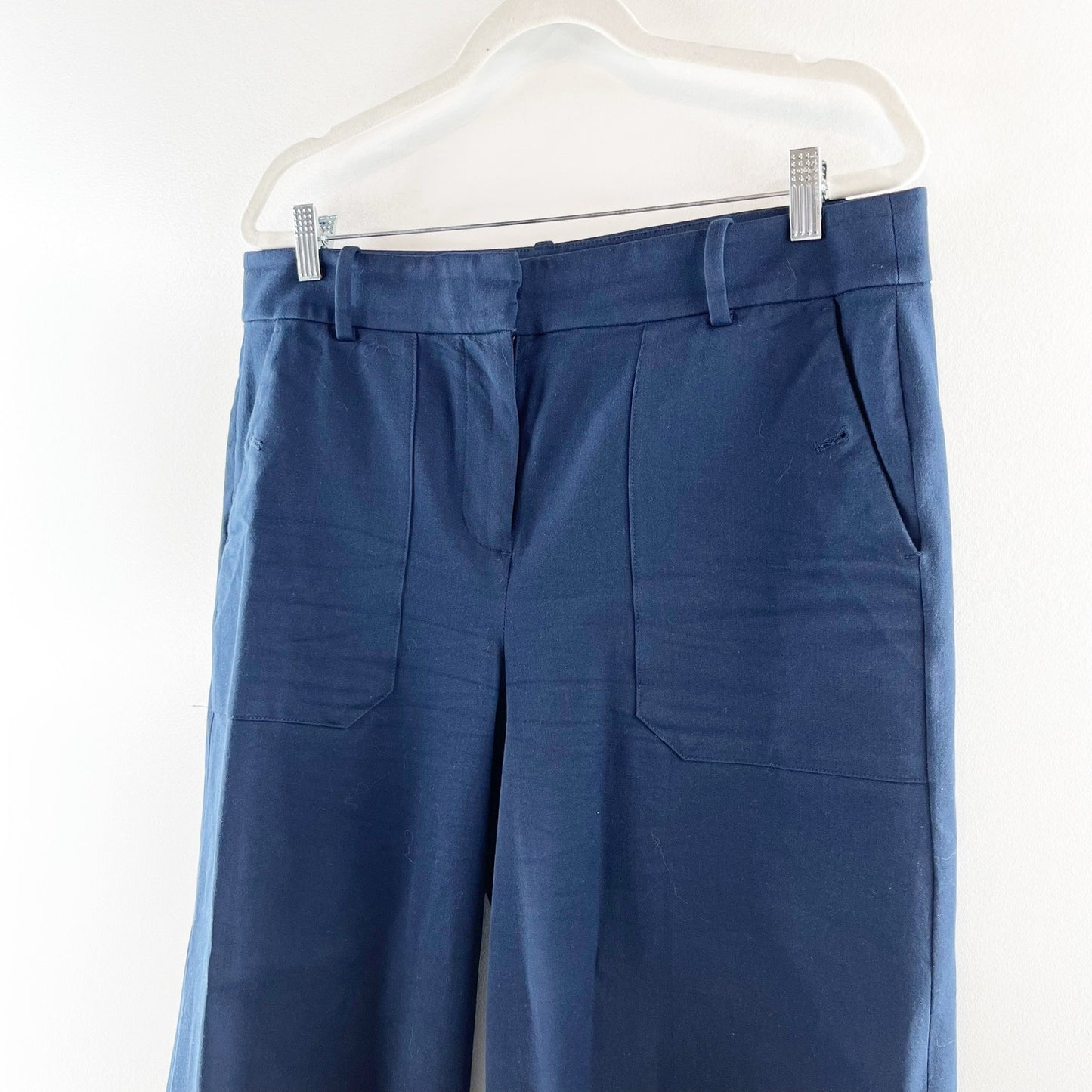 J. Crew Sydney High Rise Cropped Wide Leg Pants Trousers Navy Blue 14