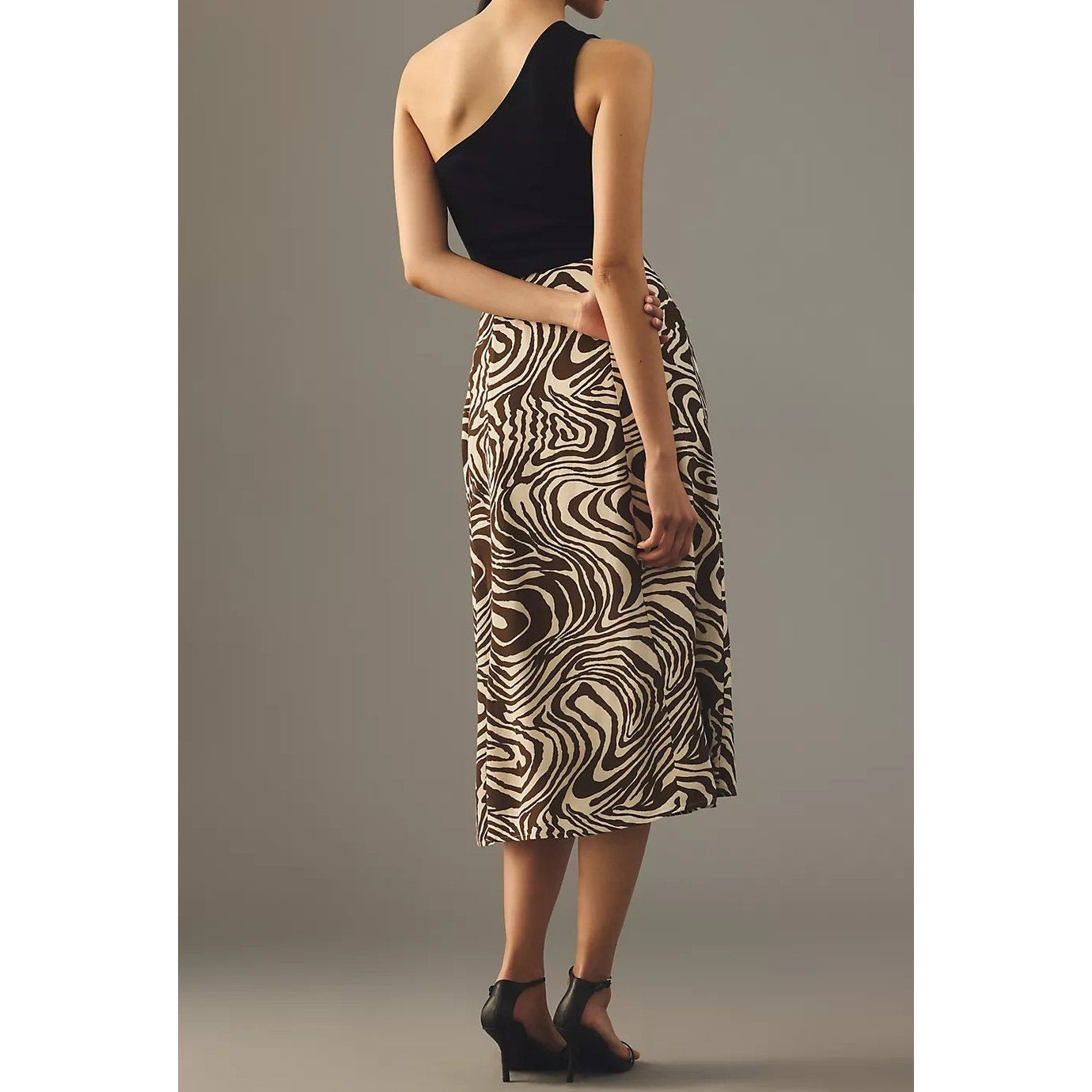 Maeve Anthropologie The Lille Side-Slit Midi Skirt Brown Swirl 2