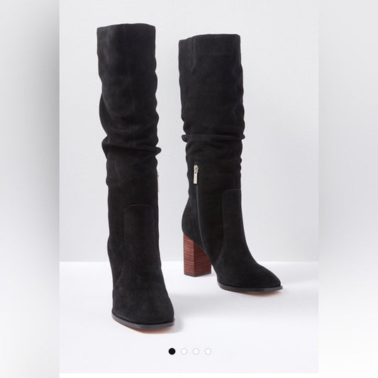 Splendid Gladis Scrunch Knee High Slouch Square Toe Suede Boots Black 8