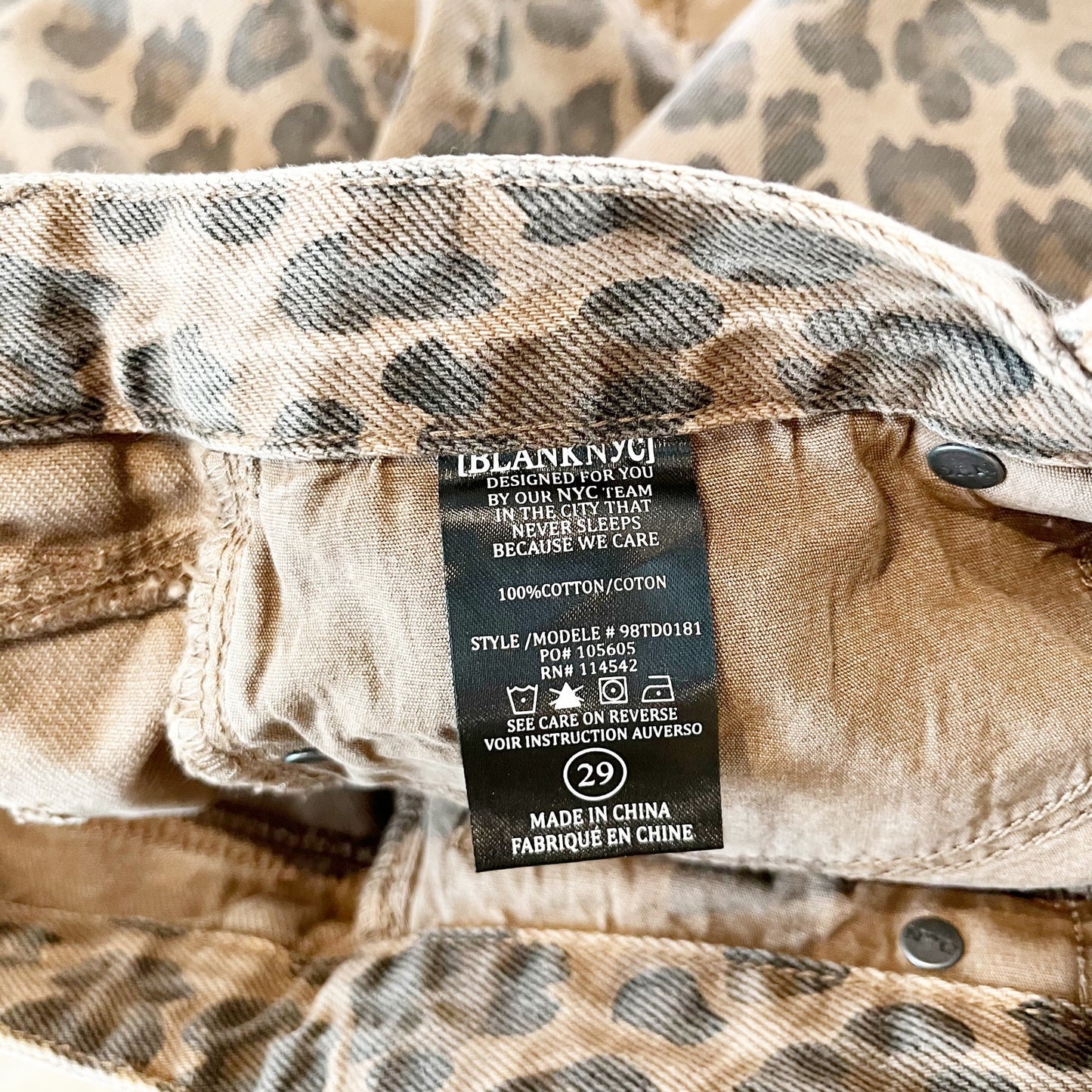 Blank NYC Catwalk Denim Leopard Mini Skirt Tan Brown Black 29