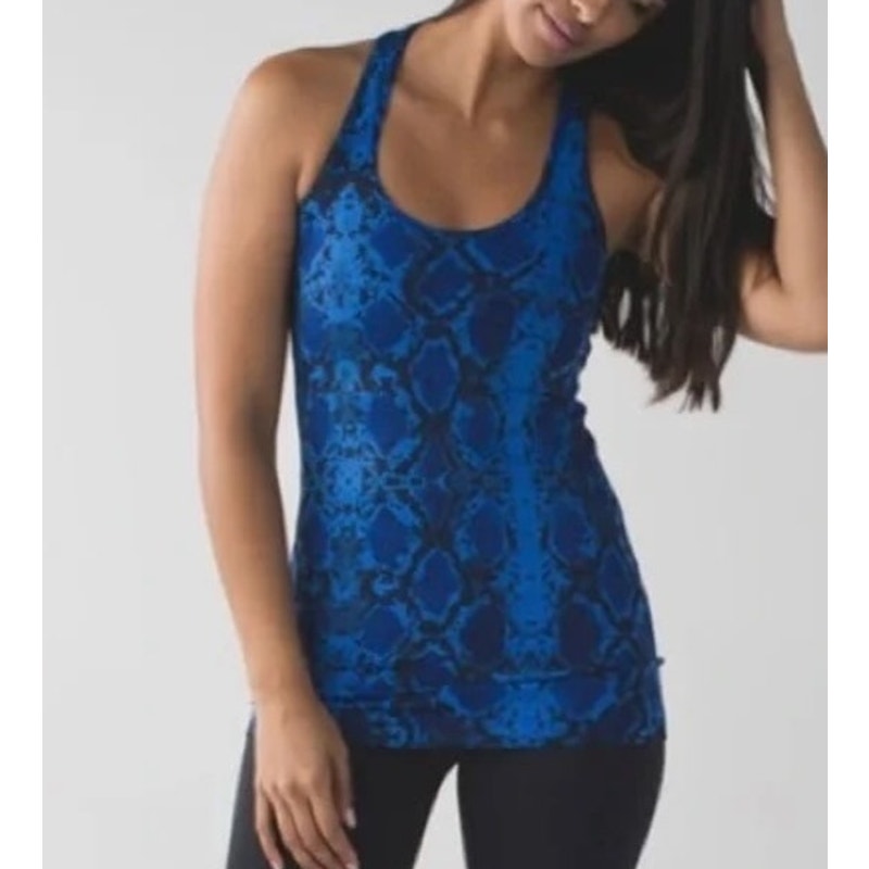 Lululemon Cool Racerback Tank Top Mini Ziggy Snake Pipe Dream Blue Small