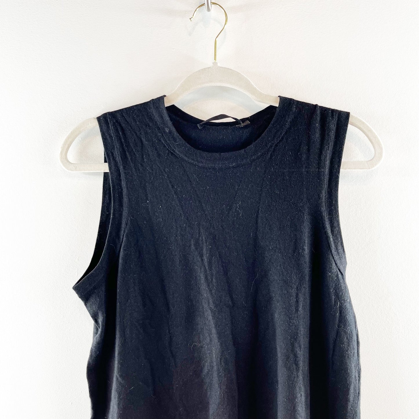 Jenni Kayne Sleeveless Merino Wool Shell Tank Top Black Large