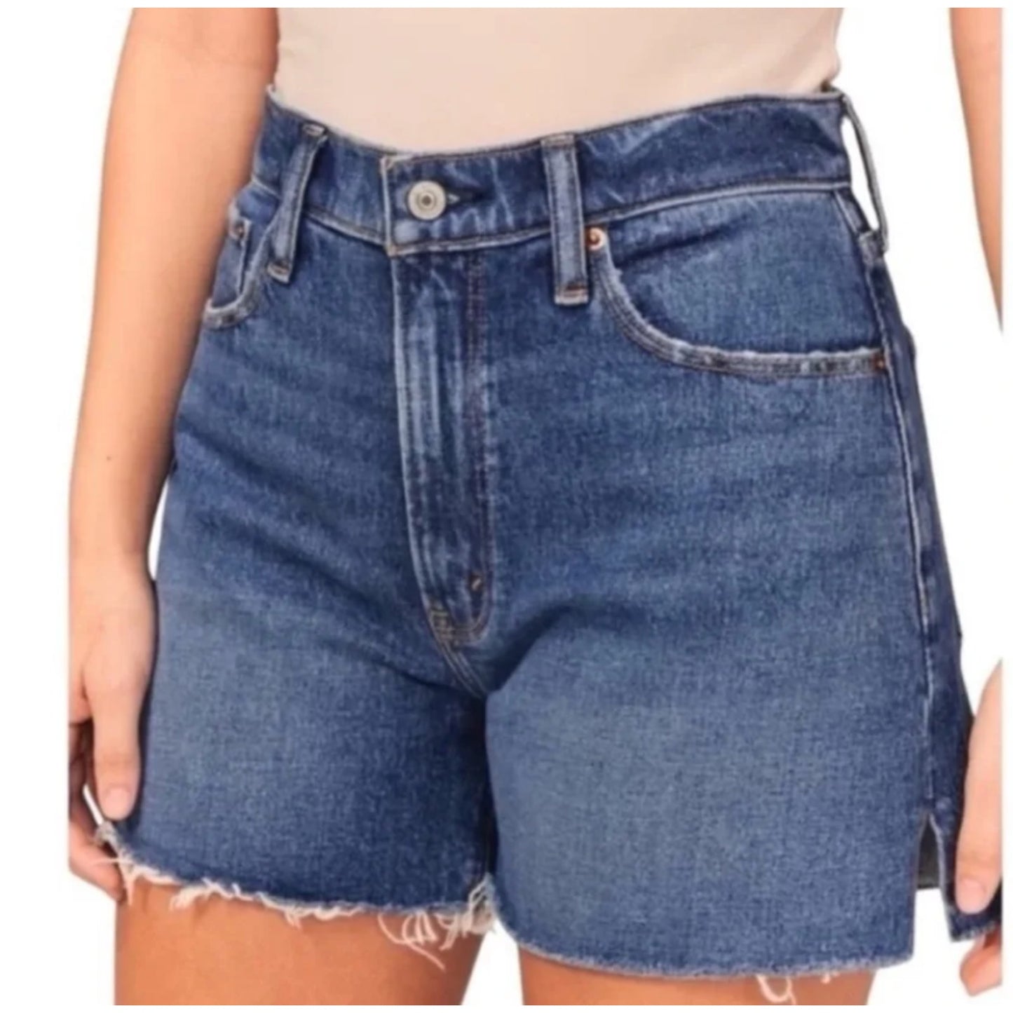 Abercrombie The 4" High Rise Mom Jean Cutoff Shorts Blue 31 / 12