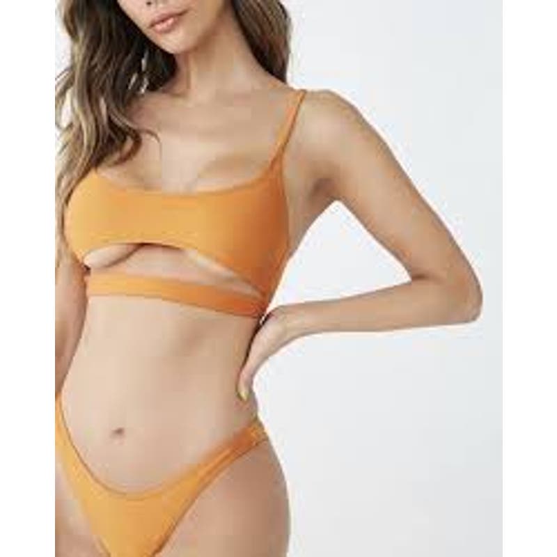 Two Piece Cutout Bikini Swimsuit Bathing Suit Bronze Orange Medium