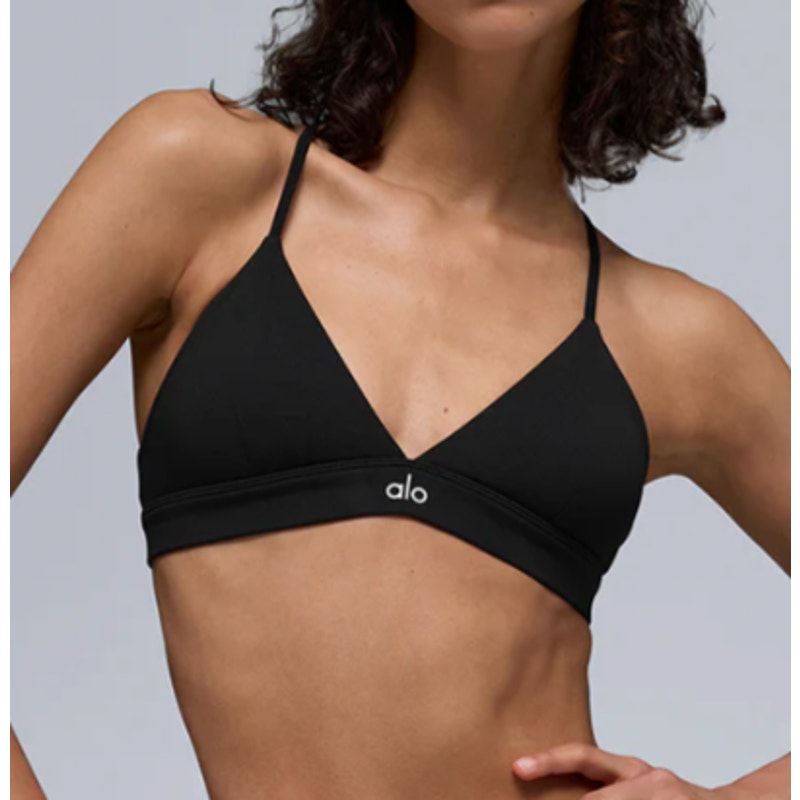 Alo Splendor Triangle Cross Strap Bra Bralette Black Small