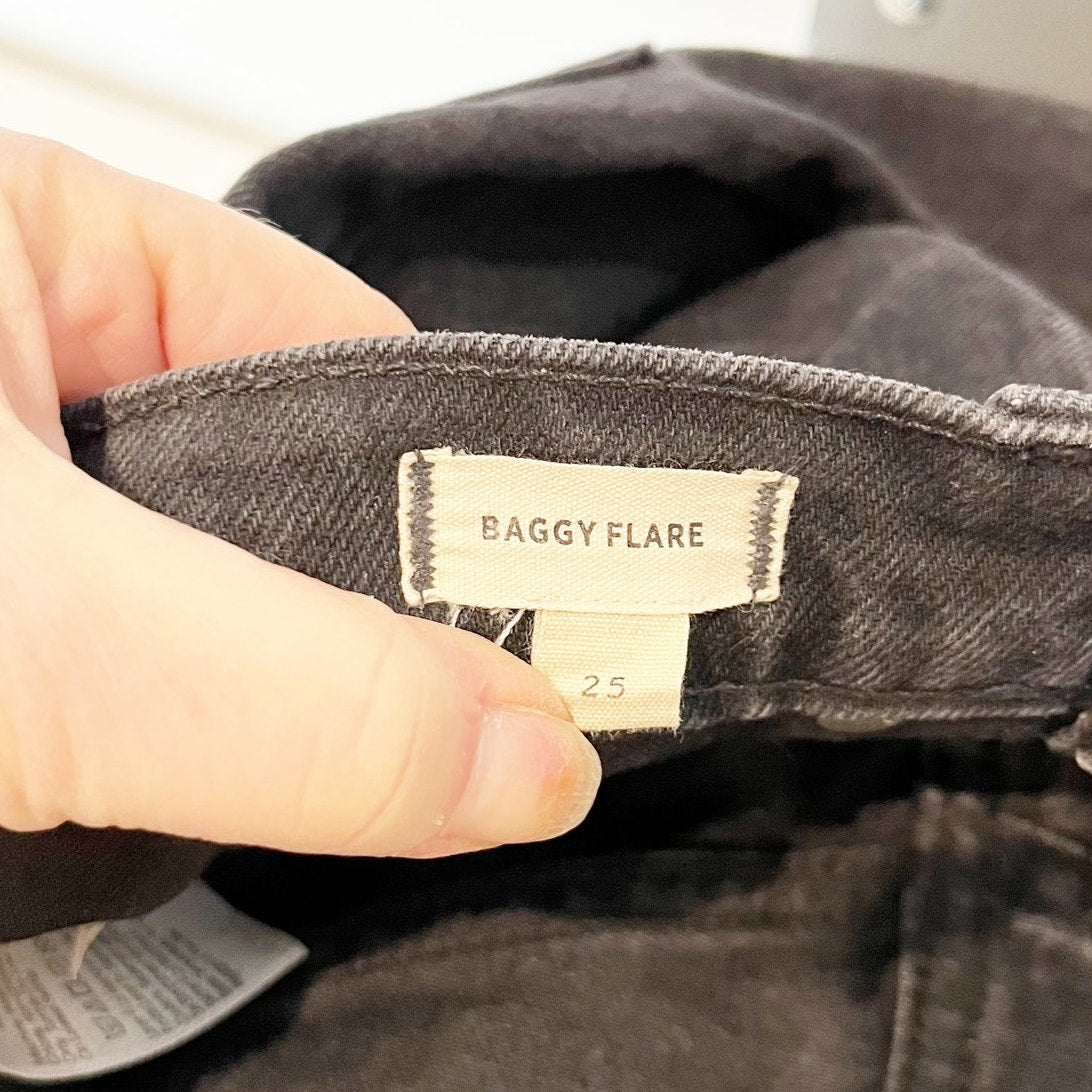 Madewell High Rise Baggy Flare Jeans in Lunar Wash Black 25