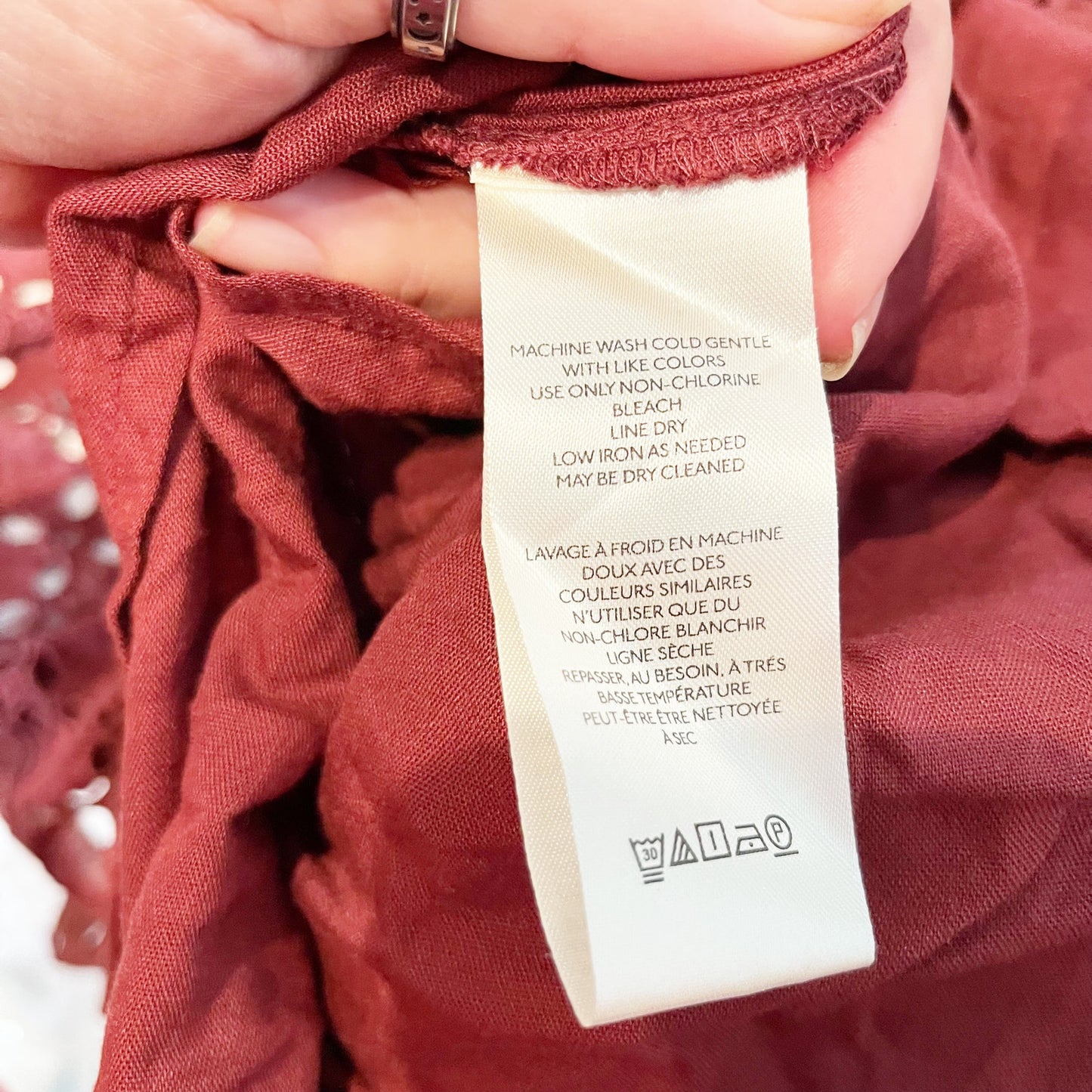 Free People Perfect Storm Long Sleeve Smocked Eyelet Midi Dress Maroon Medium