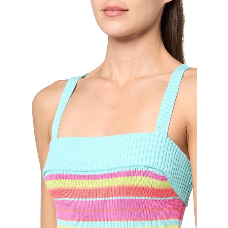 Trina Turk Marina Striped Sleeveess Cami Tank Top Blue Multi Medium