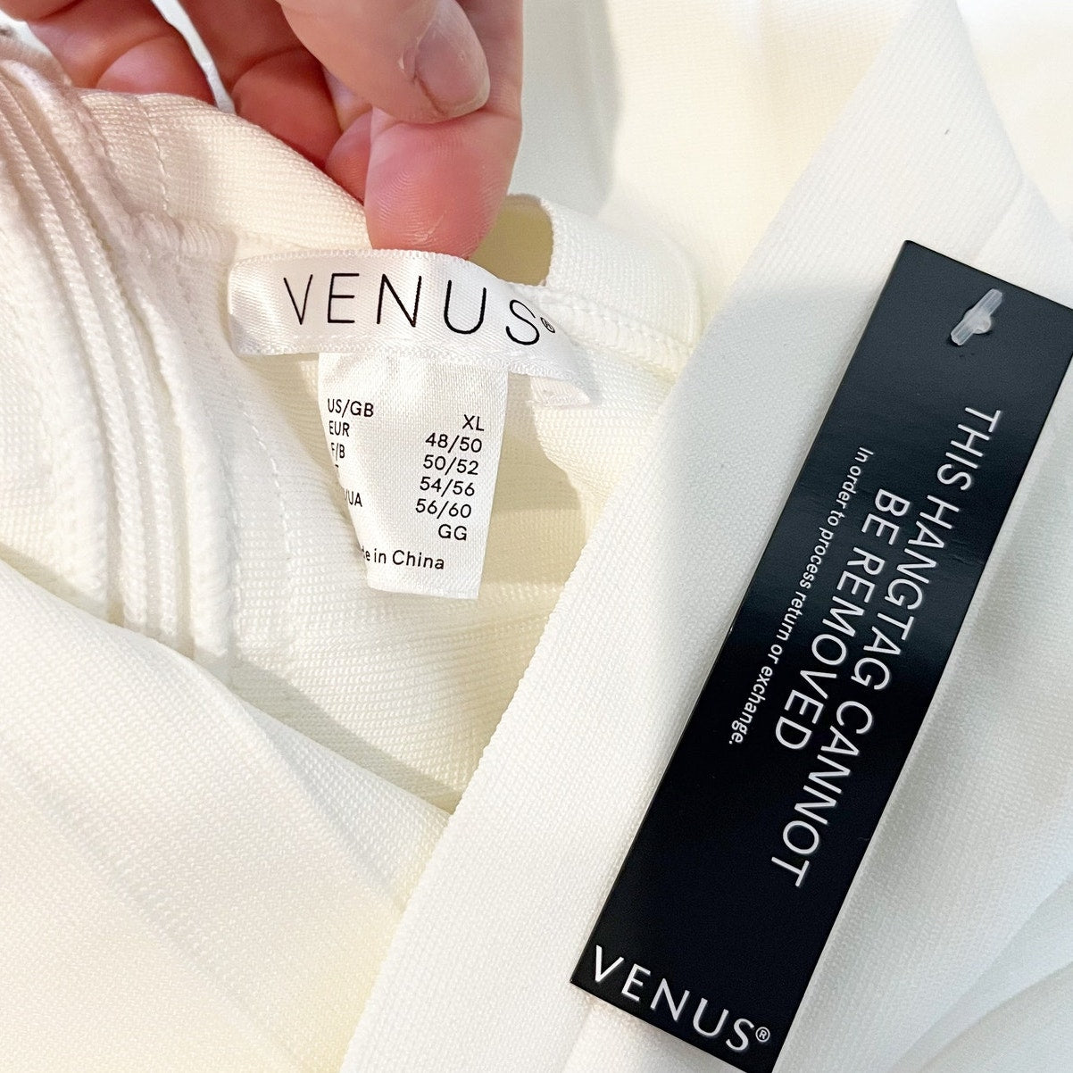 Venus Sleeveless Halter Neck Mini Stretch Bodycon Bandage Dress White XL