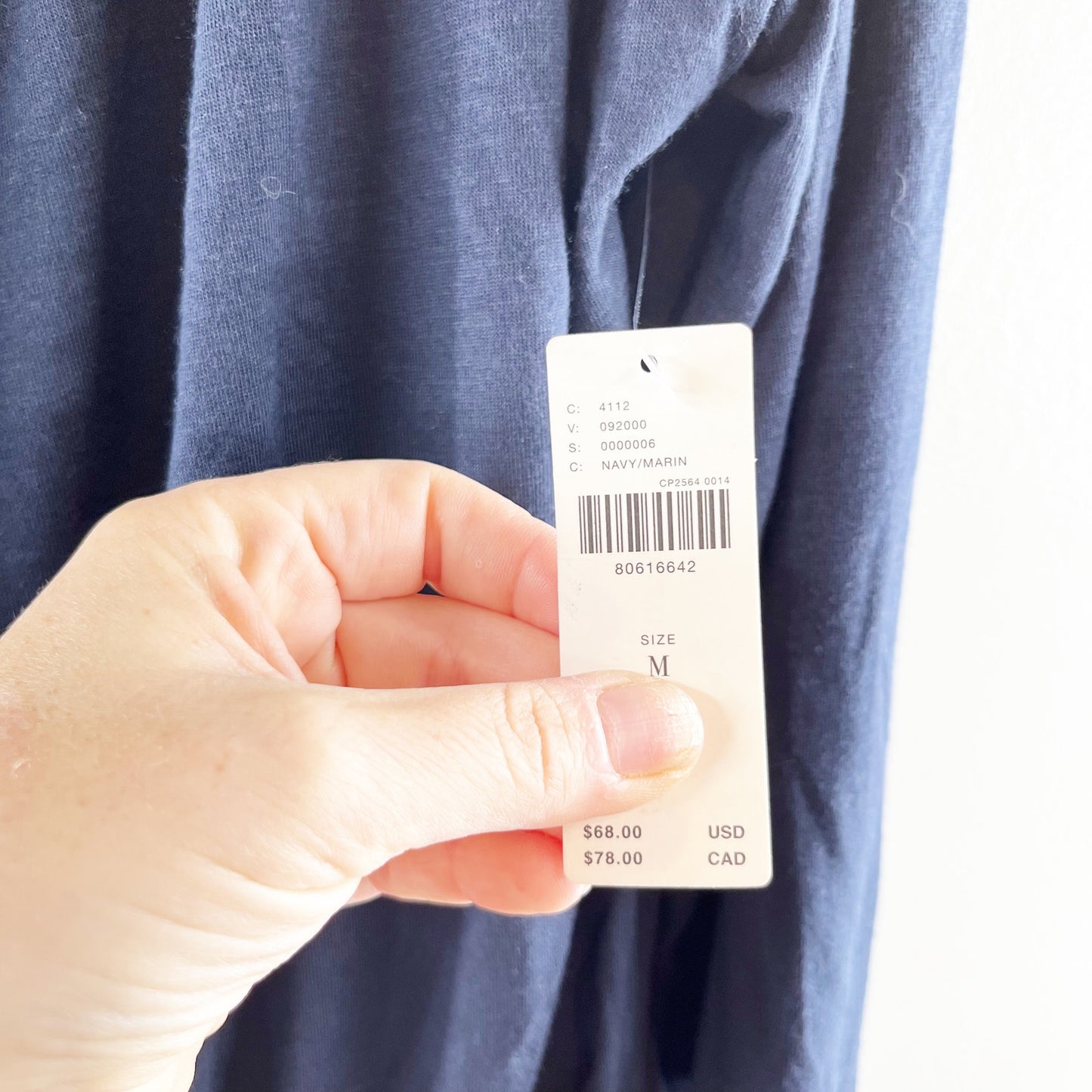 Maeve Anthropologie Long Sleeve Bubble Hem Cropped Tee Shirt Top Navy Blue M