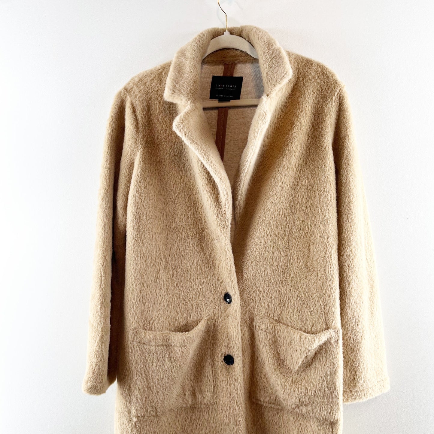 Sanctuary by Anthropologie Colleen Long Sleeve Teddy Long Overcoat Camel Small