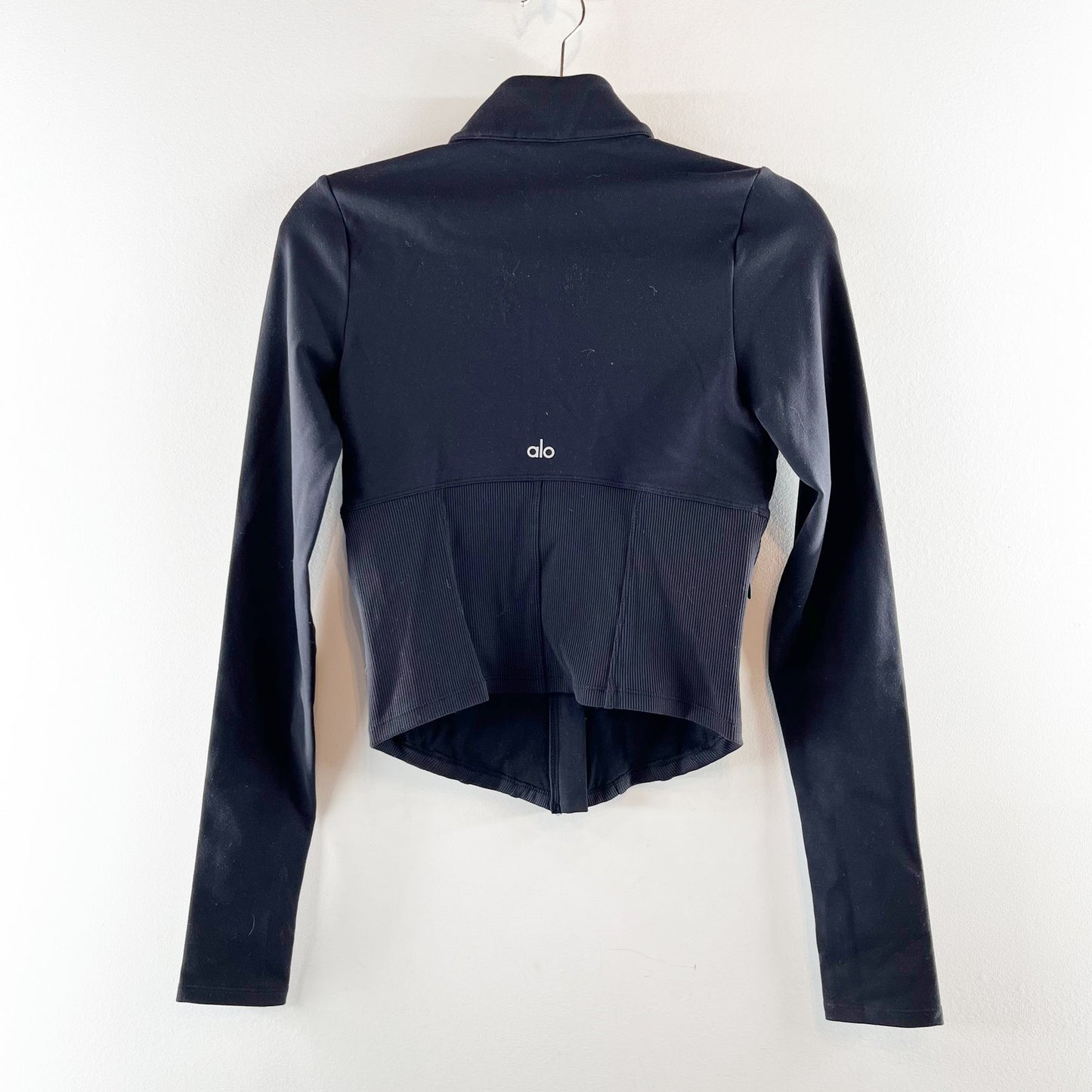 Alo Airbrush Corset Full Zip Long Sleeve Jacket Black Small