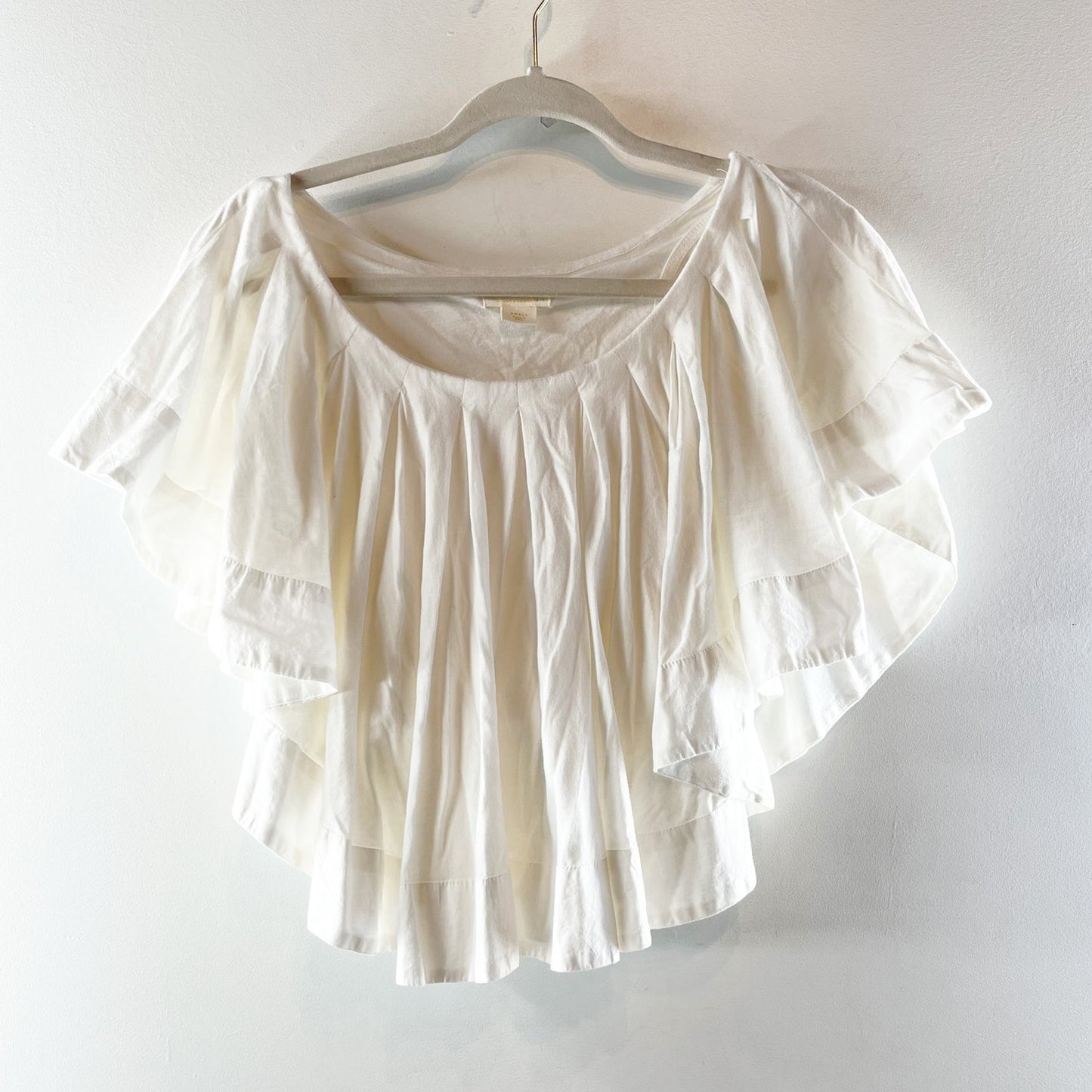 Maeve Anthropologie Ruffle Swing Top Blouse White Small