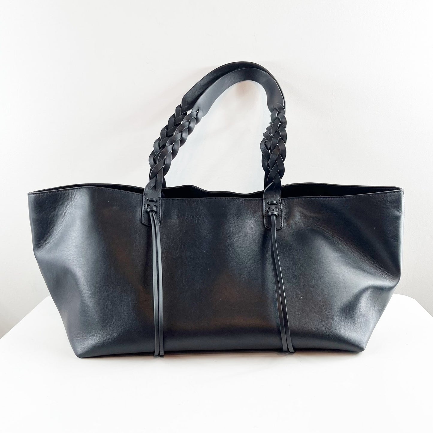 Banana Republic Leather East-West Tote Bag Purse Black Large