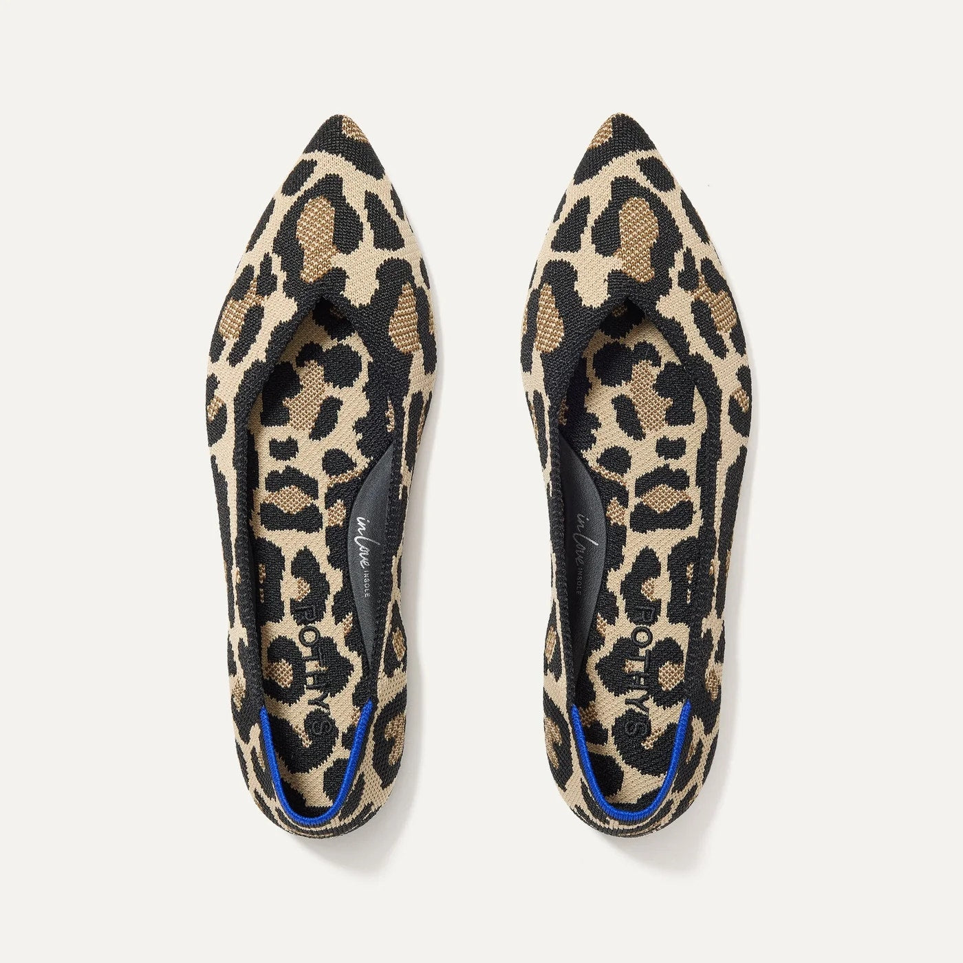 Rothy's The Point Animal Print Slip On Knit Ballet Flats Desert Cat Leopard 9.5