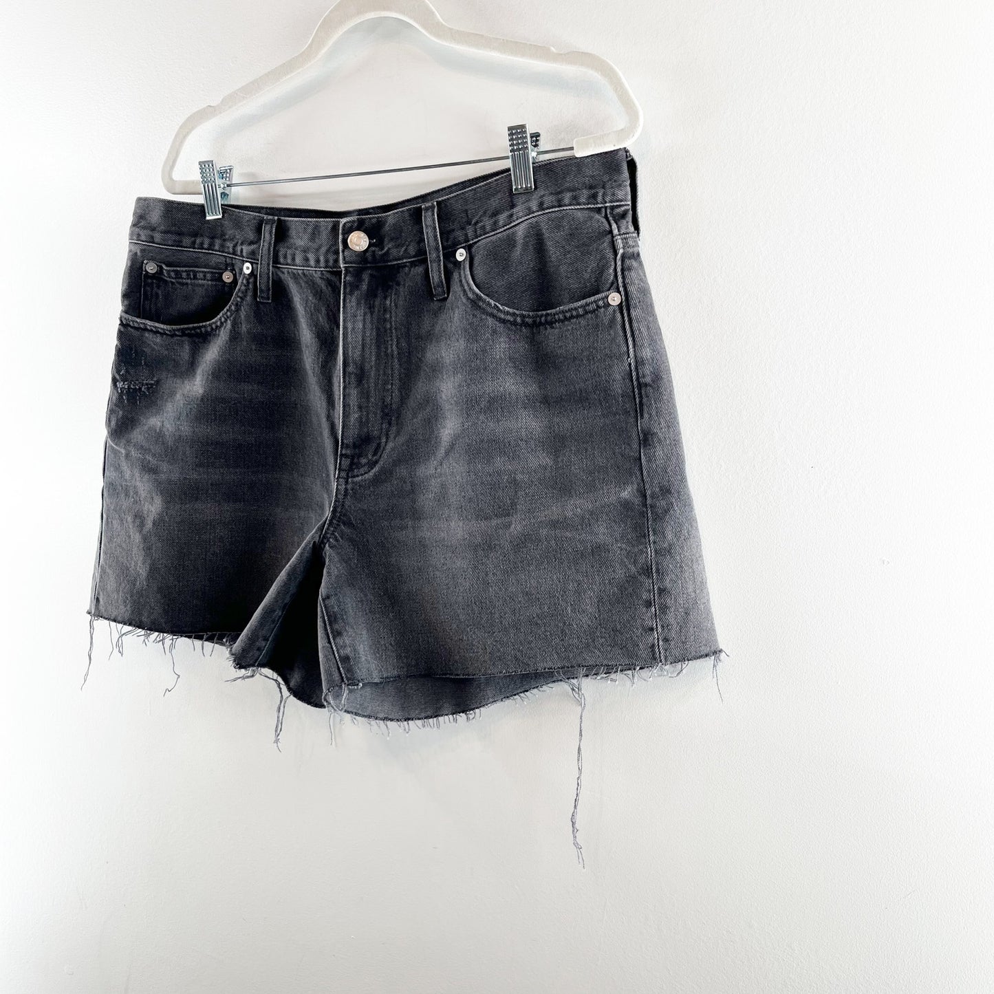 Madewell High Rise Relaxed Mid Length Cutoff Denim Jean Shorts Bradbrook Wash 12