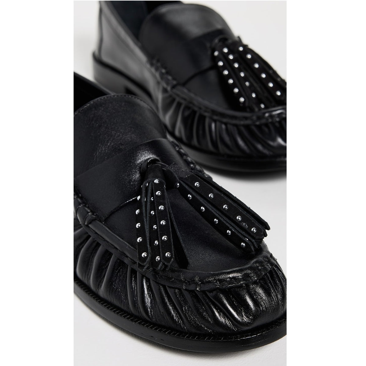 Schutz Tilly Tassel Leather Loafers Black 6.5