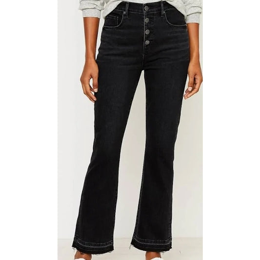 LOFT High Waist Flare Button Fly Jeans Black 25 / 0