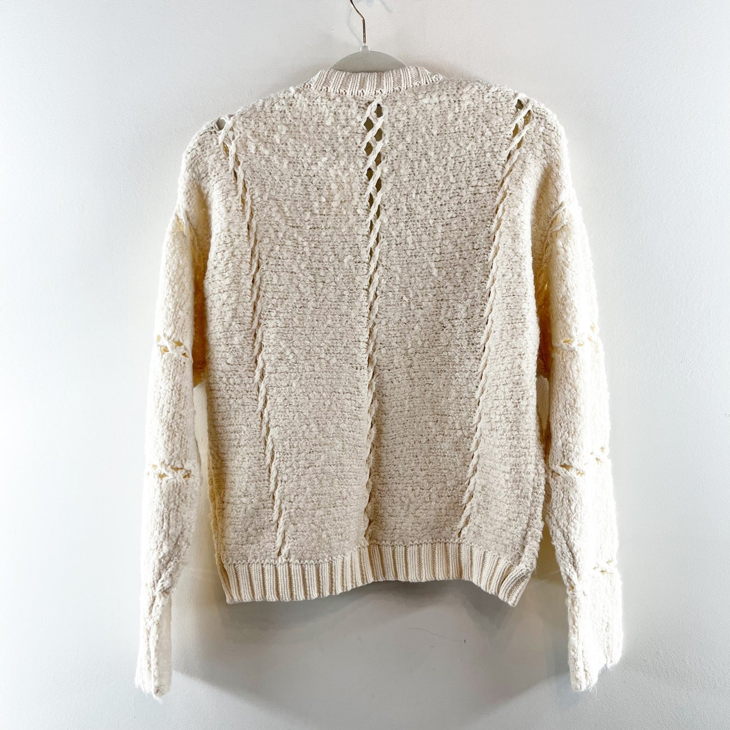 Z Supply Sundance Sweater Full Zip Jacket Cream Ivory Crystal Small