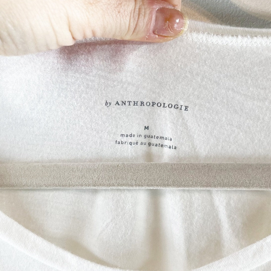 Anthropologie Short Sleeve Draped Crewneck Tee Shirt White Medium