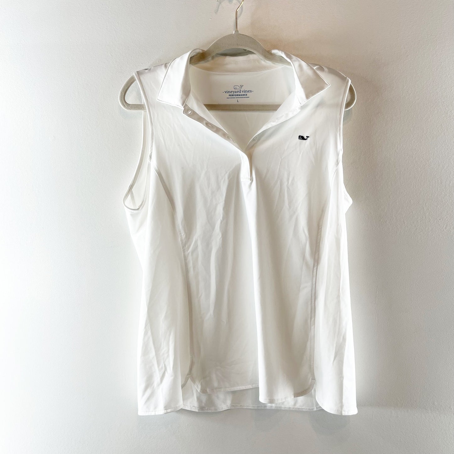 Vineyard Vines Performance Sleeveless Jersey Collared Polo Shirt White Large