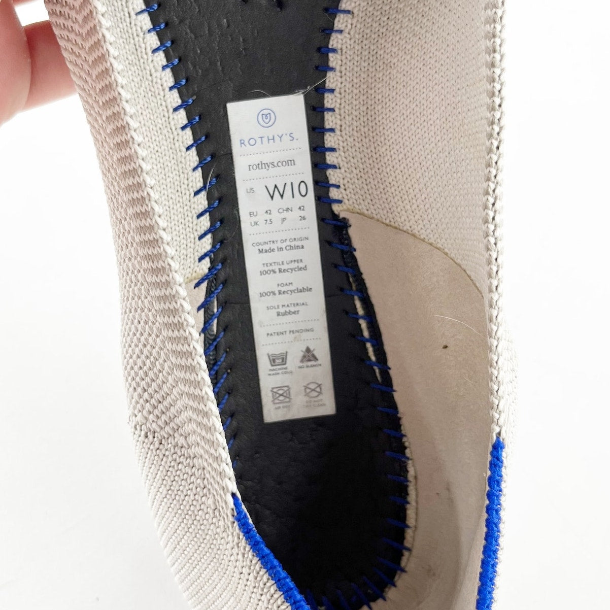 Rothy’s Slip On The Point Washable Ballet Flats Flax Birdseye Gray 10