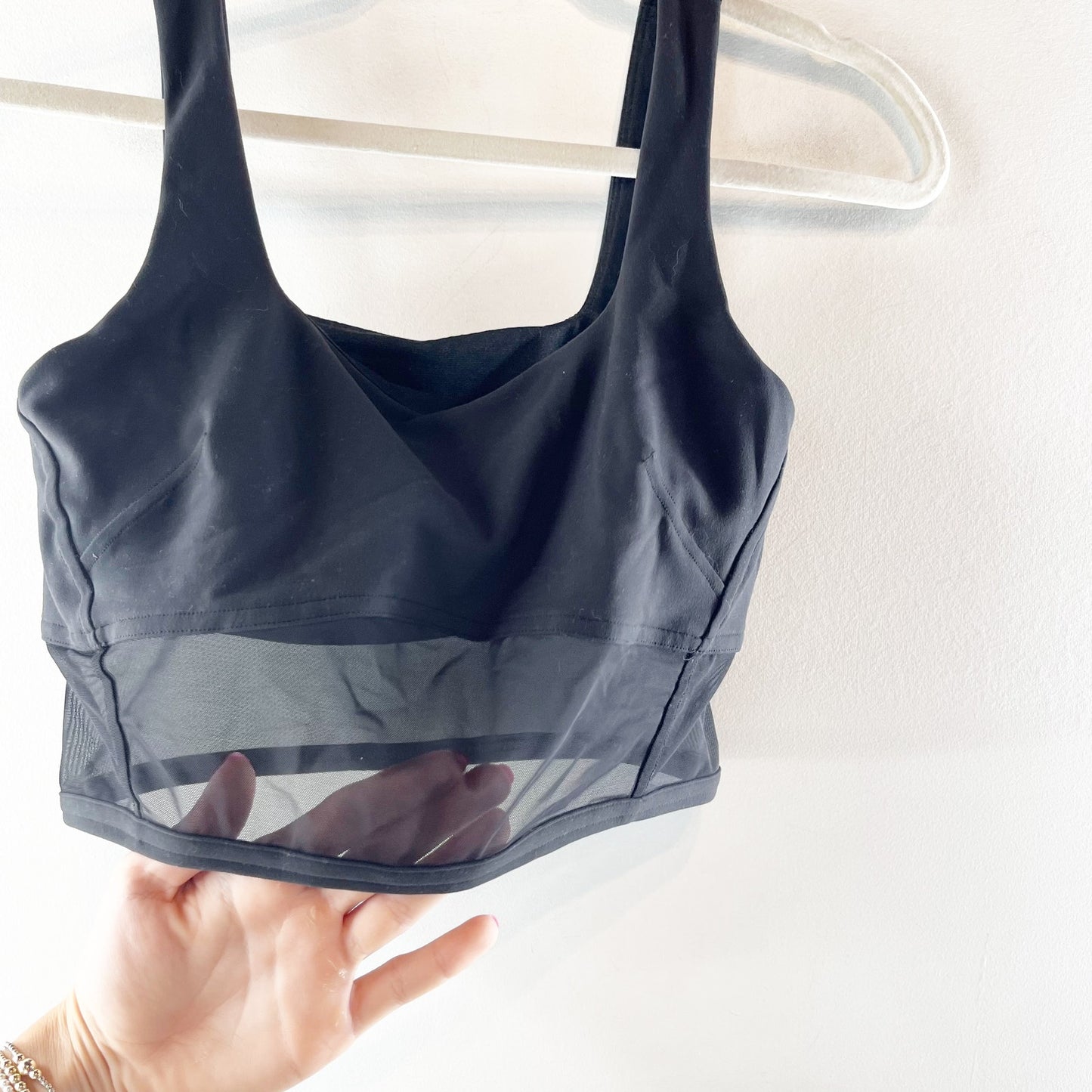 Lululemon Wunder Train Mesh Panel Crop Tank Top Black 6
