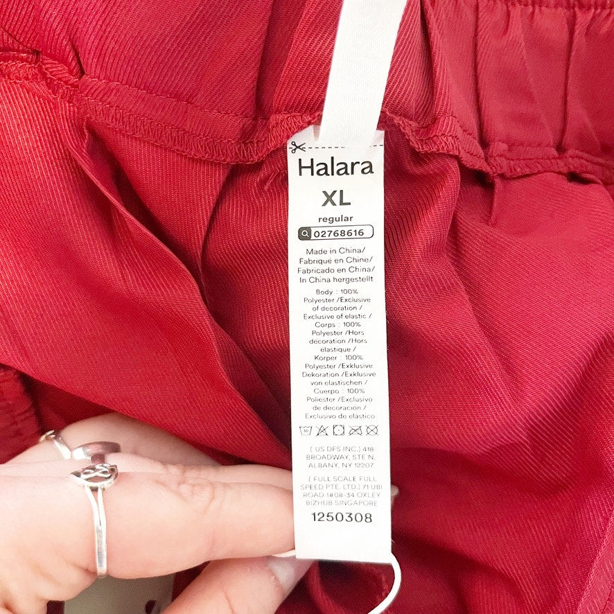 Halara Mid Rise Casual Jogger Pants with Pockets Russet Brown Red Maroon XL