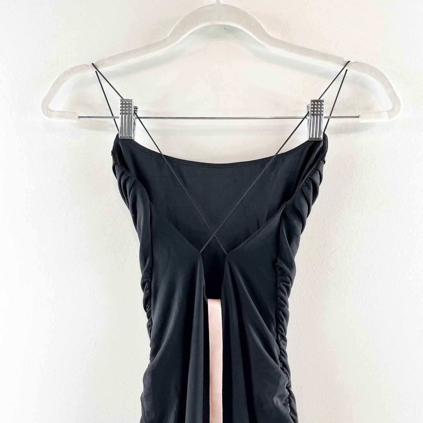 Oh Polly X Back Ruched Mini Dress Black 2