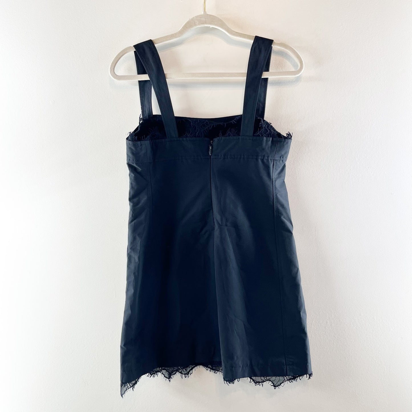 Jonathan Simkhai Sloan Square Neck Lace Trim Mini Shift Dress Black 2
