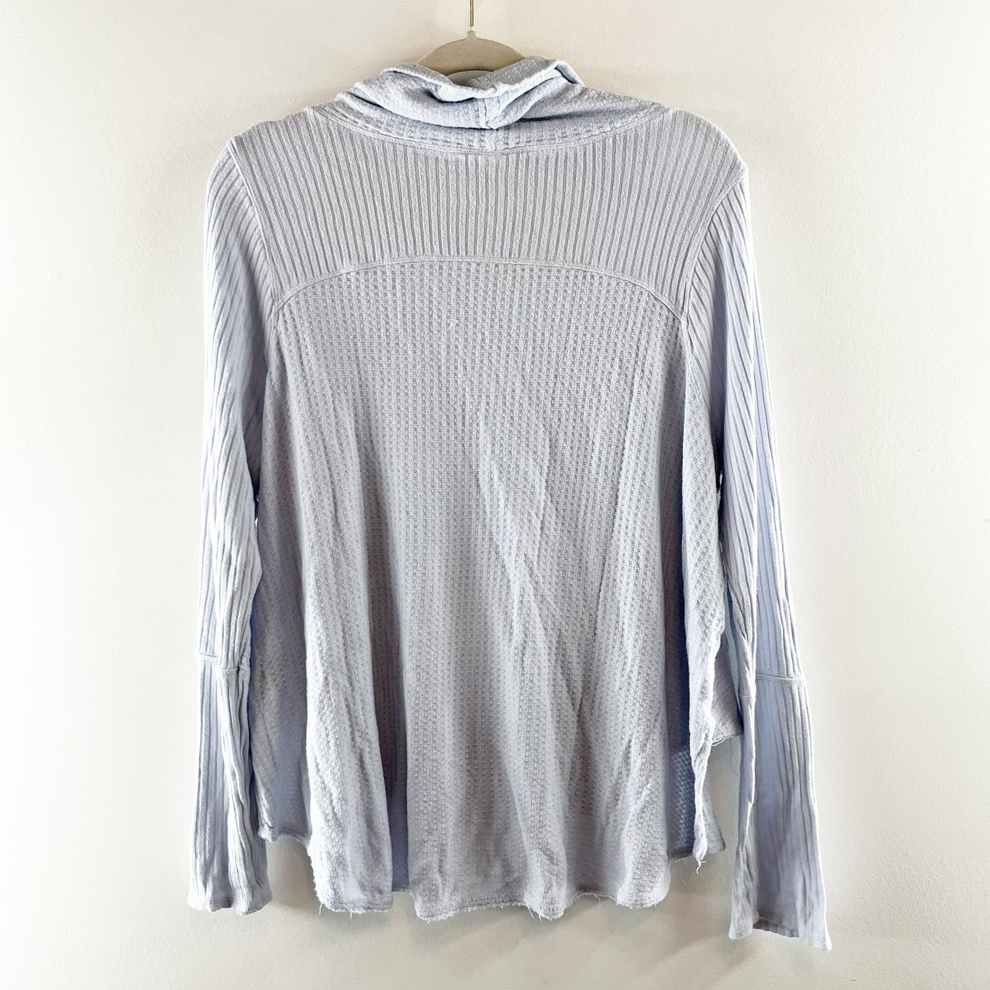 Free People Kristina Thermal Turtleneck Long Sleeve Top Shirt Blue Large
