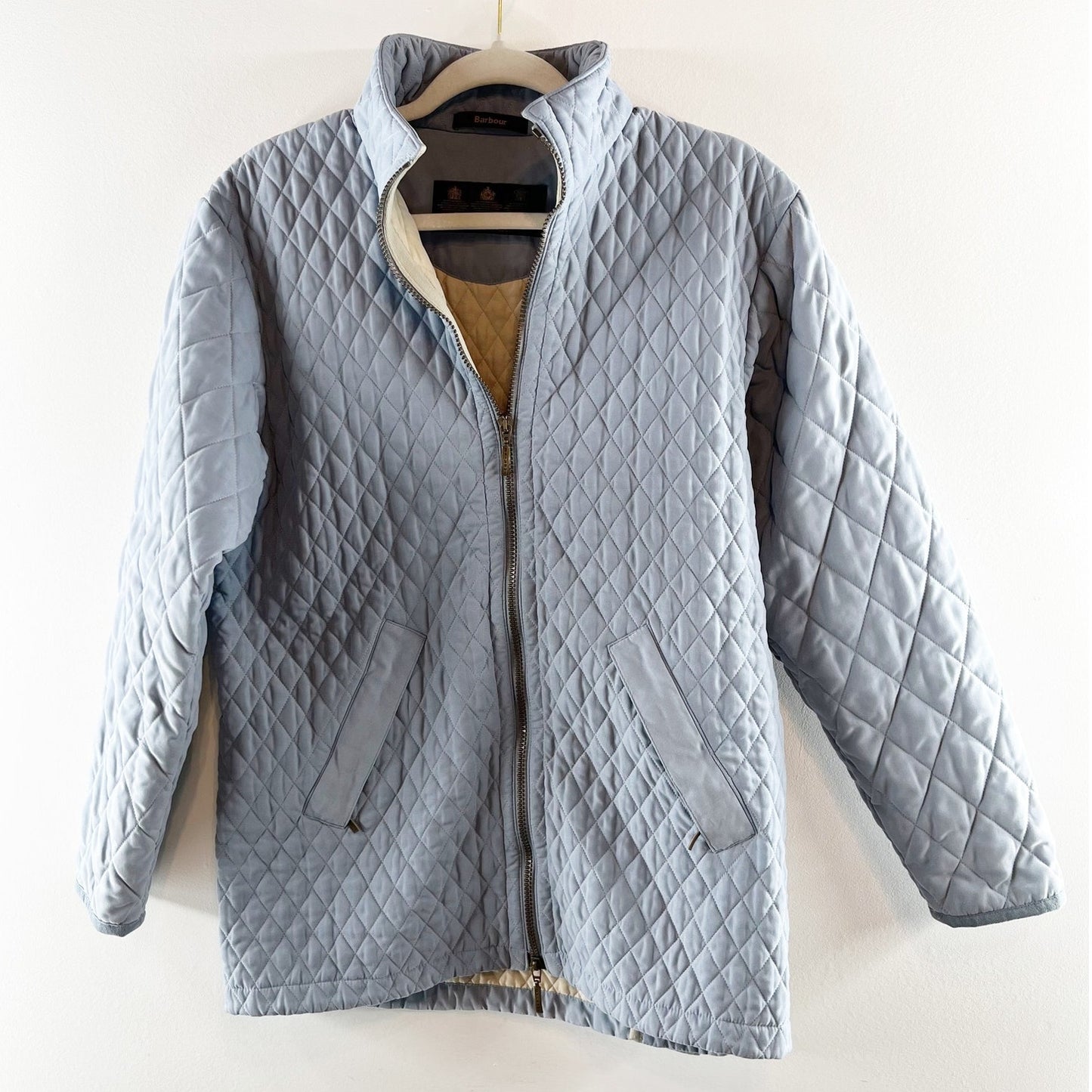 Barbour Lulworth Quilted Long Sleeve Full Zip Jacket Coat Light Blue 8
