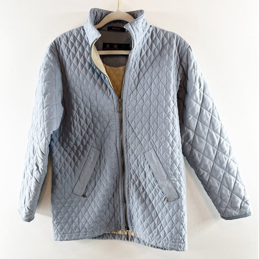 Barbour Lulworth Quilted Long Sleeve Full Zip Jacket Coat Light Blue 8