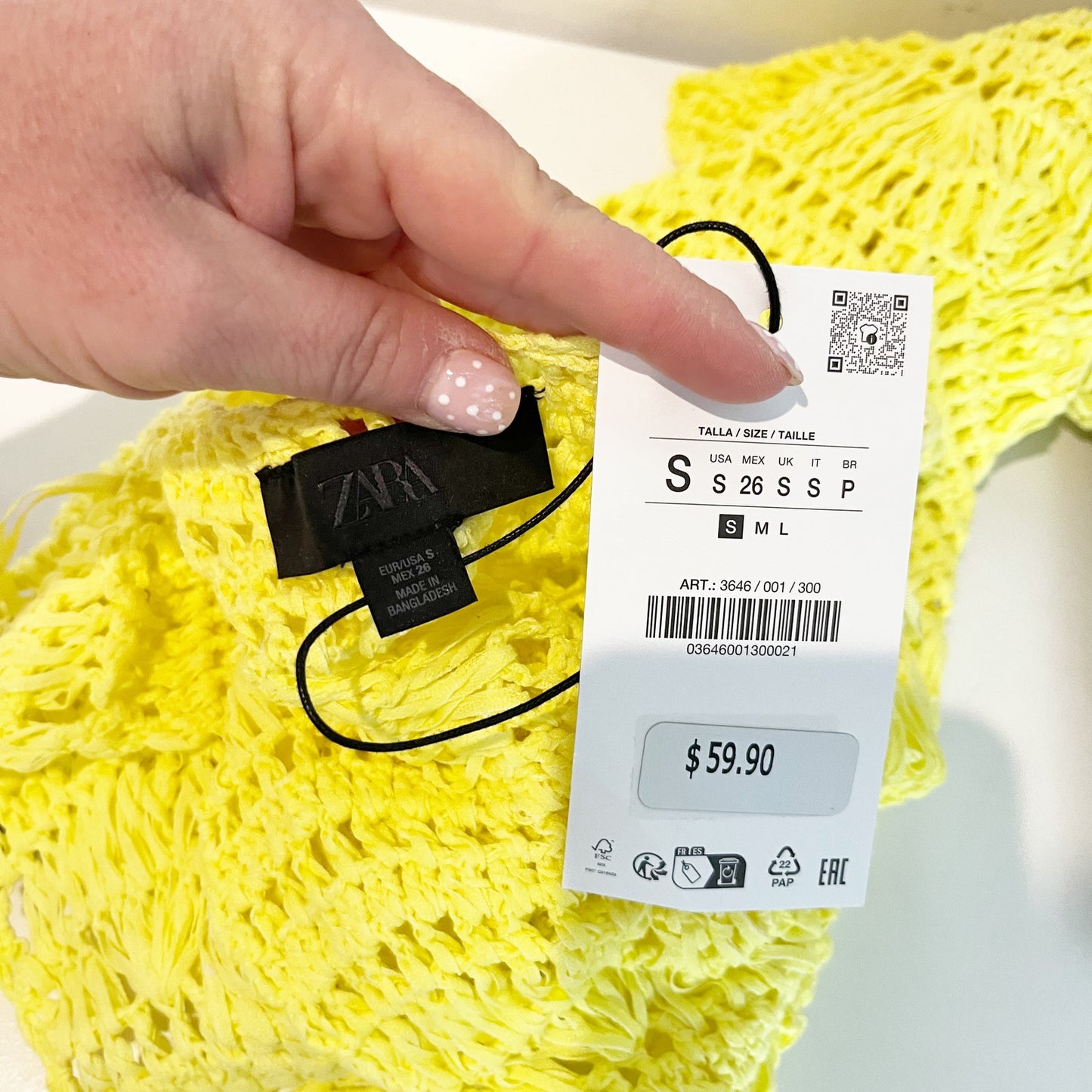 ZARA Sleeveless Mini Crochet Swim Cover Up Dress Yellow Small