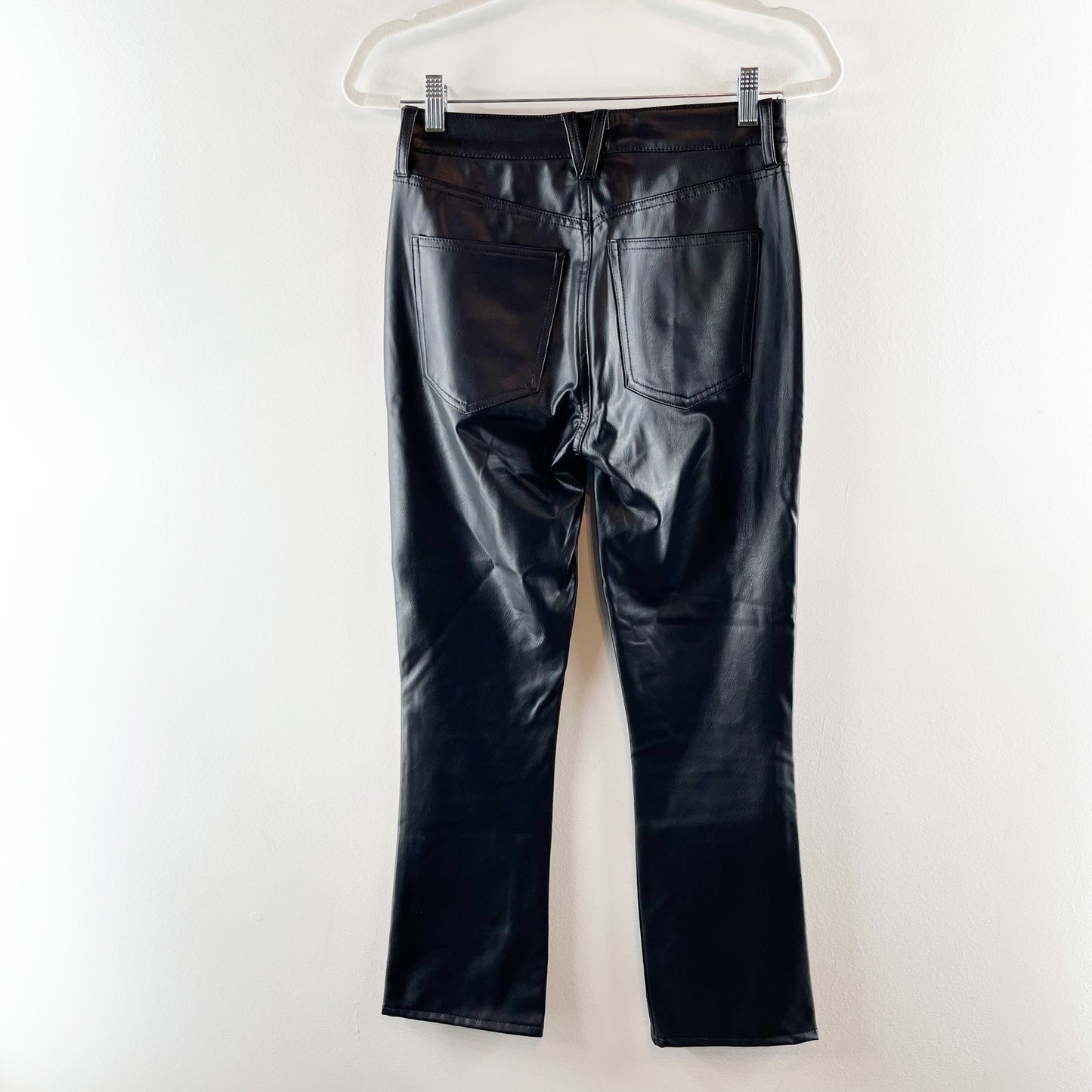 Veronica Beard High Rise Carly Kick Flare Vegan Leather Pants Black 26