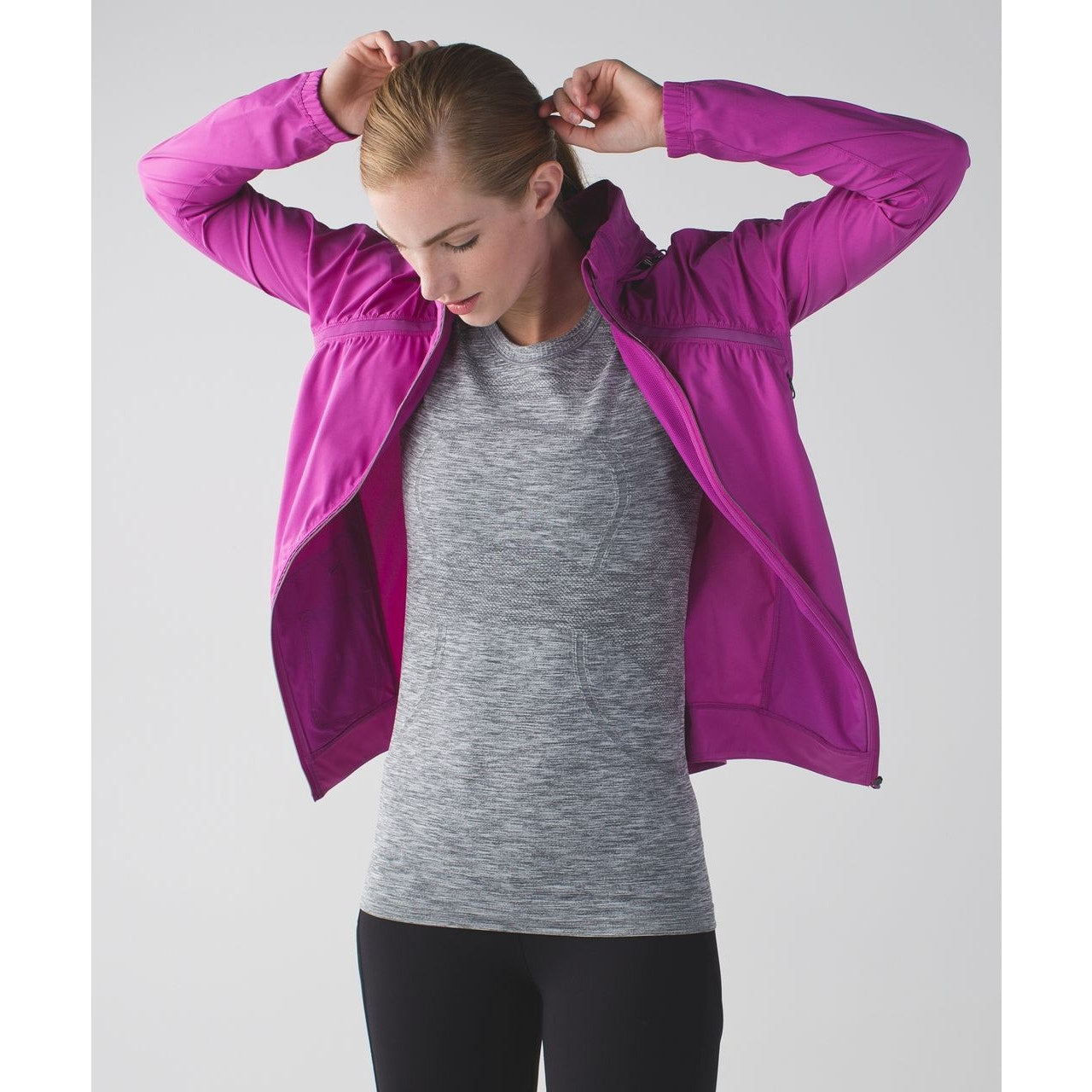 Lululemon Long Sleeve Full Zip Gather And Sprint Hooded Jacket Ultra Violet US 8