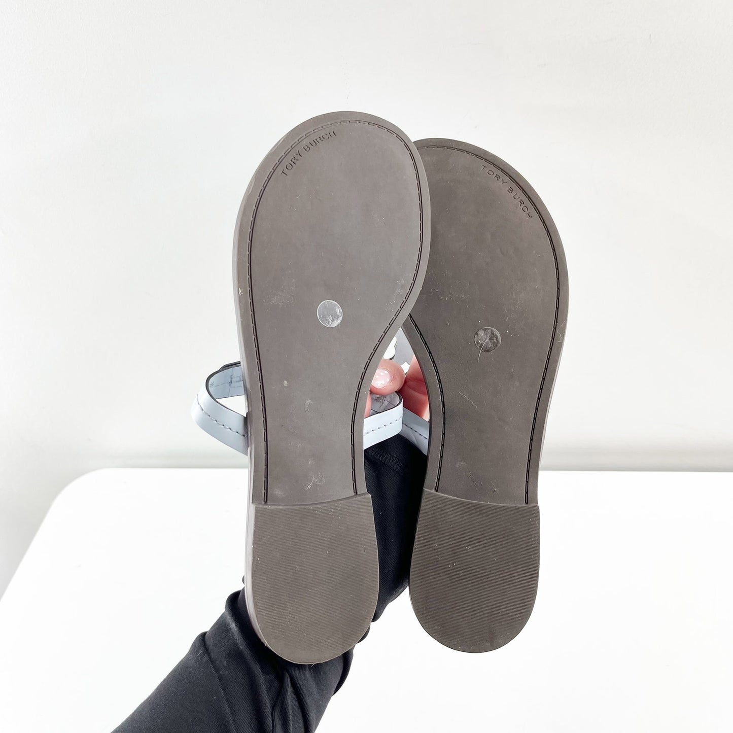 Tory Burch Miller Welt Thong Leather Sandals Pastel Blue 8.5