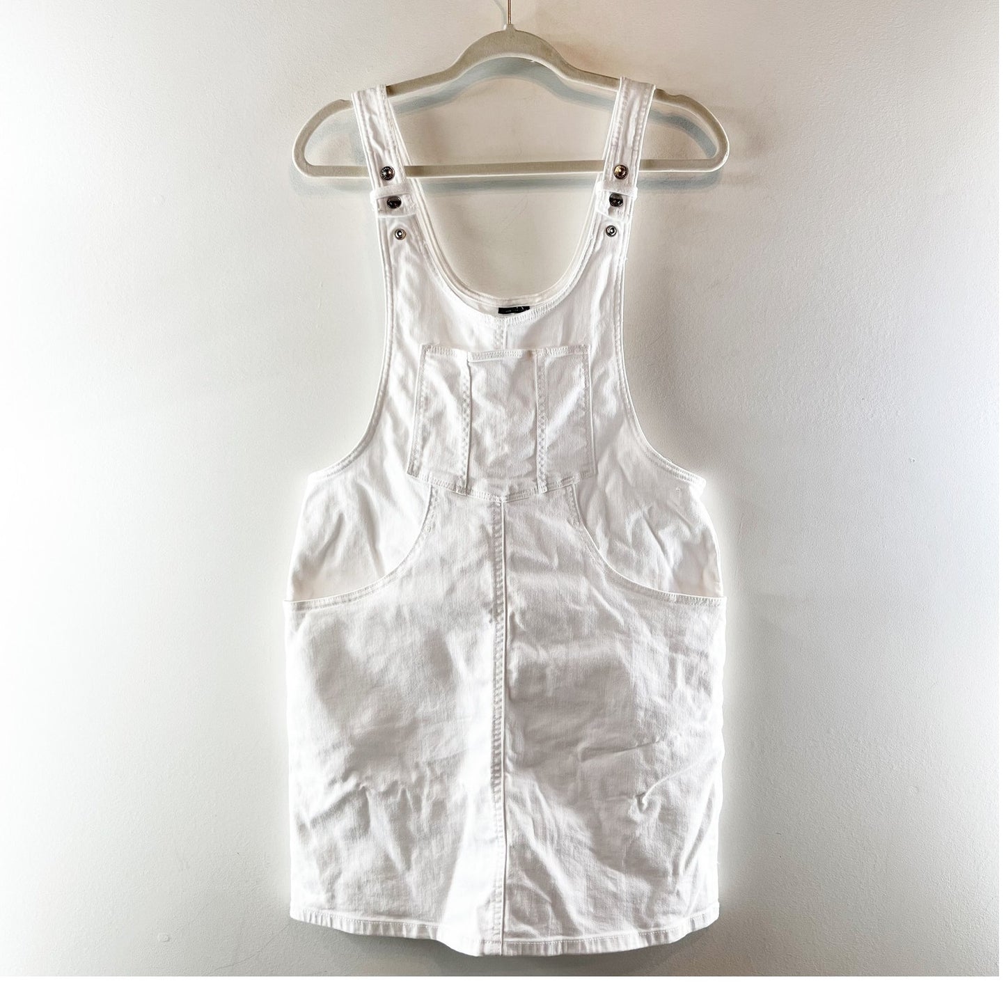 American Eagle Denim Overall Mini Dress White Medium