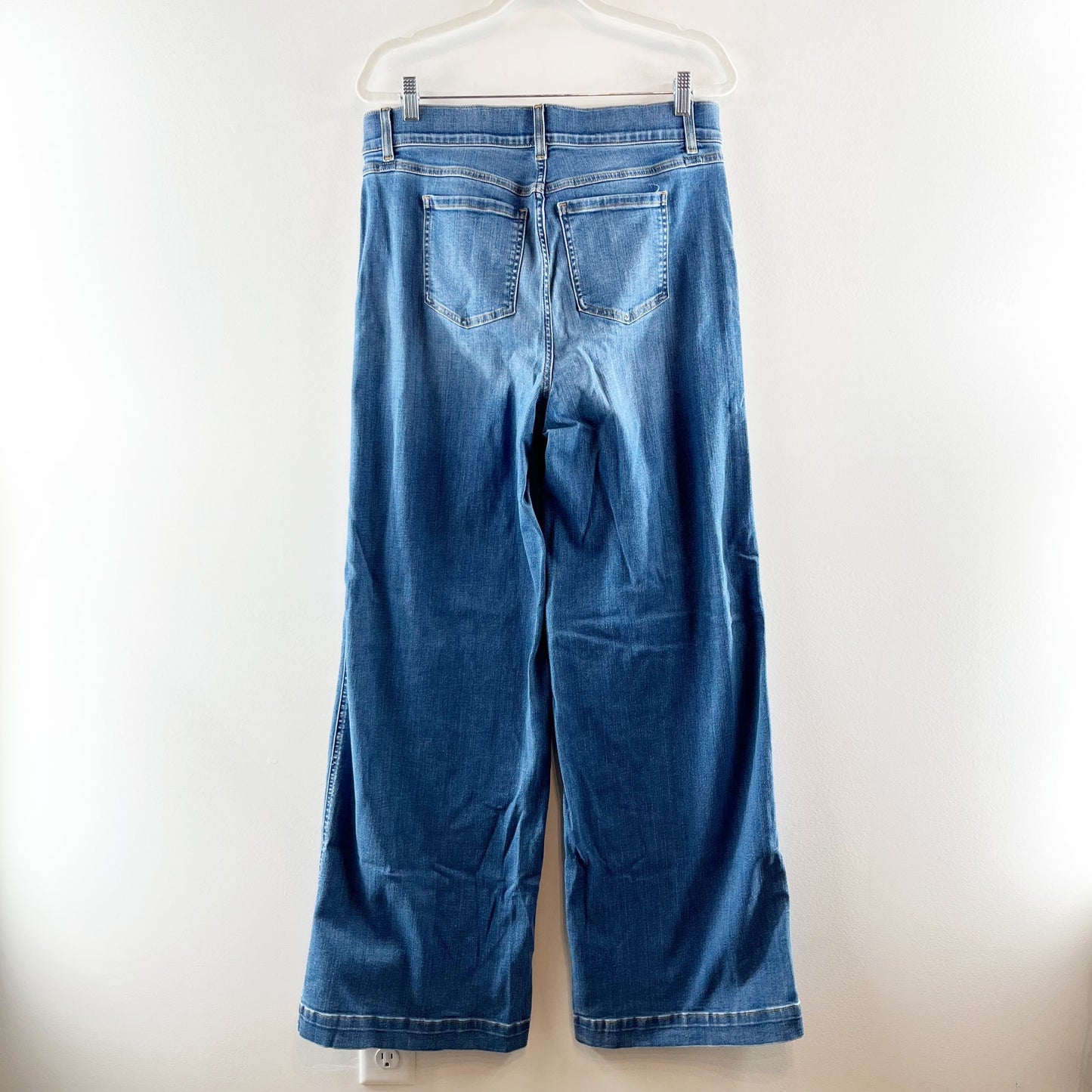 SPANX Seamed Front High Rise Wide Leg Stretch Jeans Blue XL