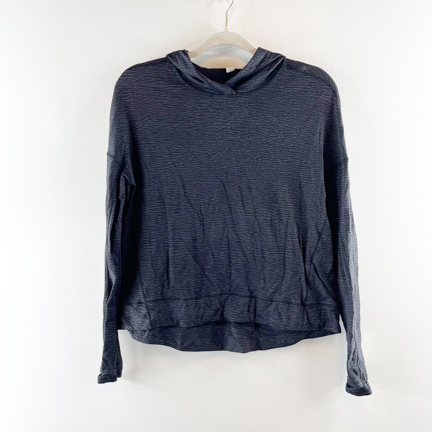 Lululemon Squad Goals Hoodie Sheer Luon Pebble Jacquard V2 Black Blue Tied 6
