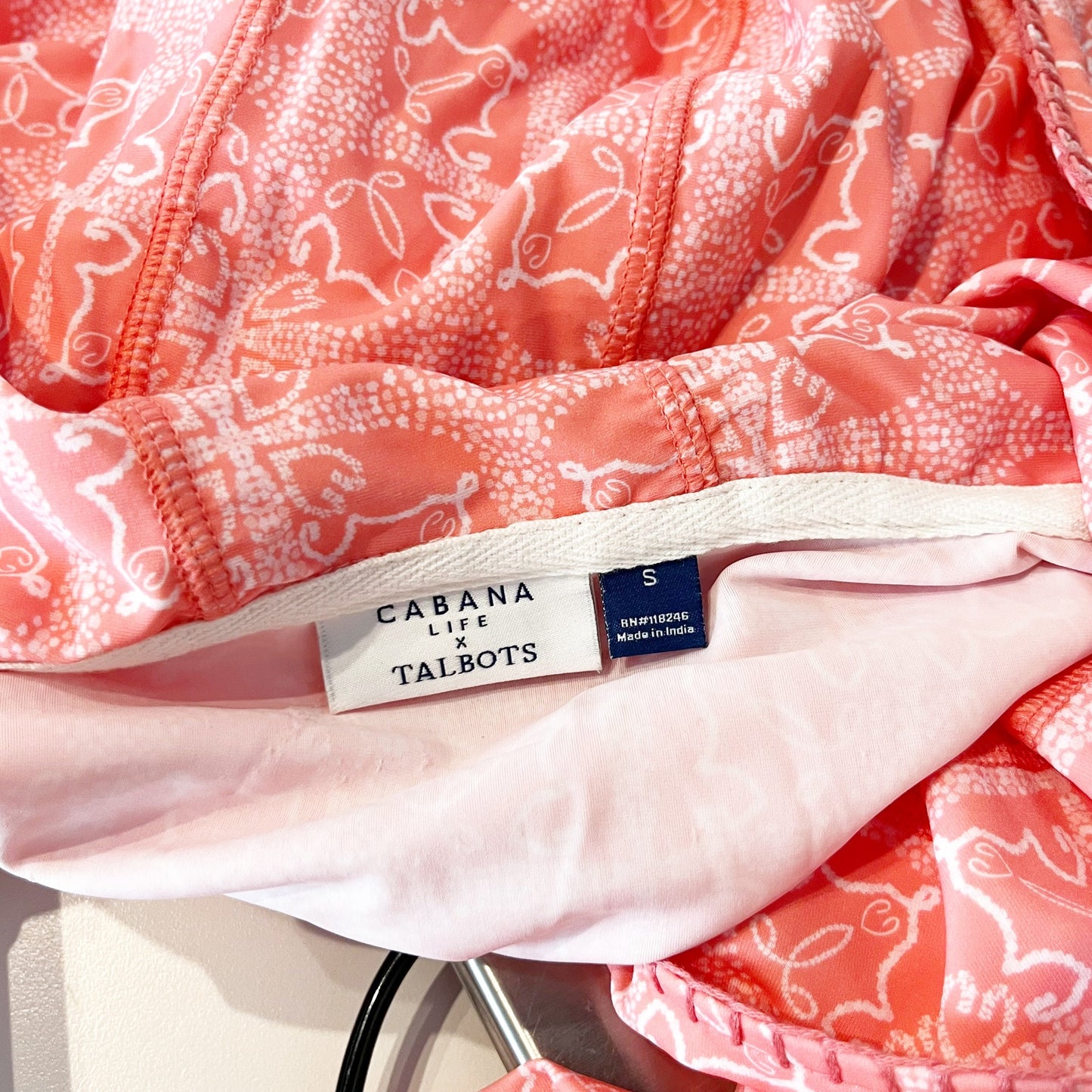 Cabana Life x Talbots Amelia Island Coral Tile Print Hooded Cover Up Pink Small