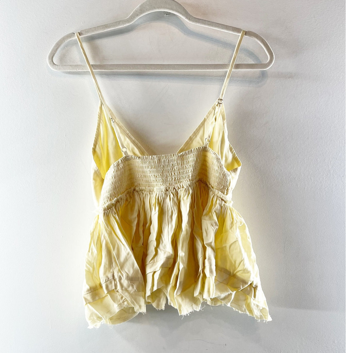 Sky to Moon V Neck Babydoll Handkerchief Hem Cami Tank Top Yellow Medium