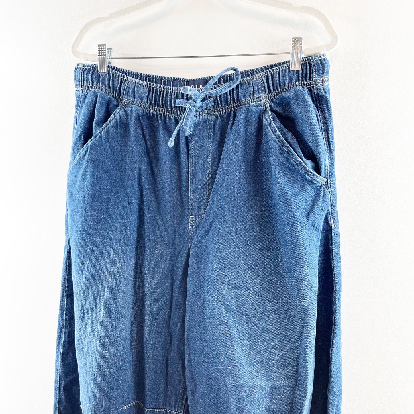 GAP Fast Horseshoe Barrel Pull On Jeans Pants Dark Indigo Blue Large